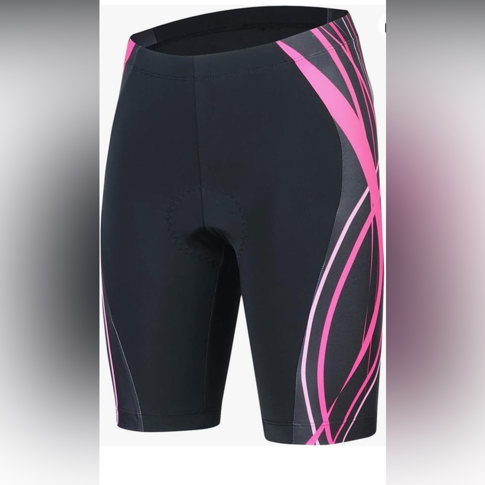 Women's Black and Pink Padded Cycling Biker Shorts
